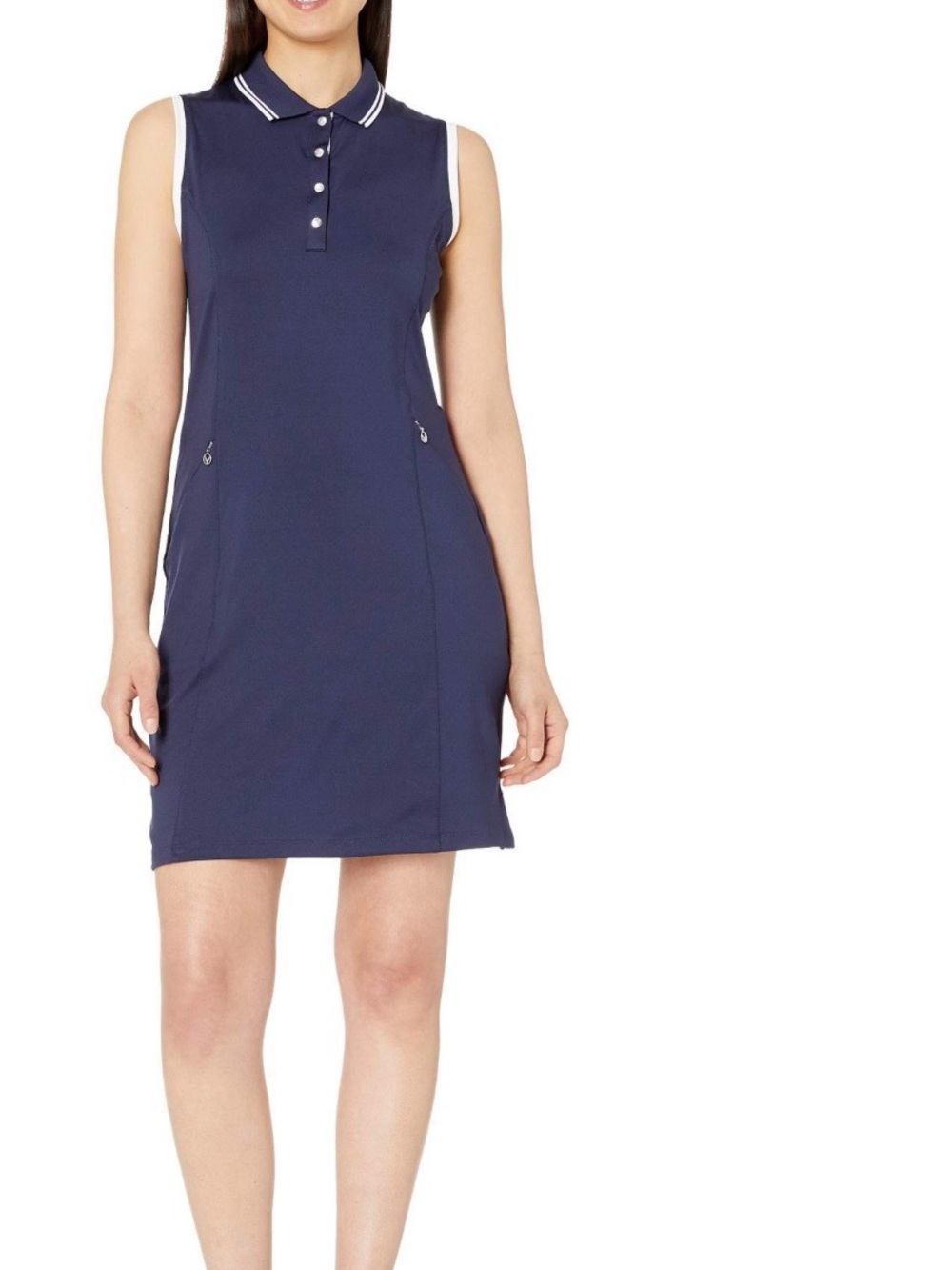Callaway Sleeveless Navy Polo with White Trim Golf Dress - Picture 3 of 7